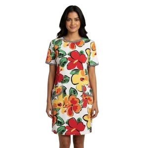 Vintage Bill Blass Floral Shift Dress – Retro Multi-Color Mini Mod Vibrant